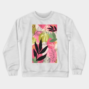 Pink Modern Abstract leaves Crewneck Sweatshirt